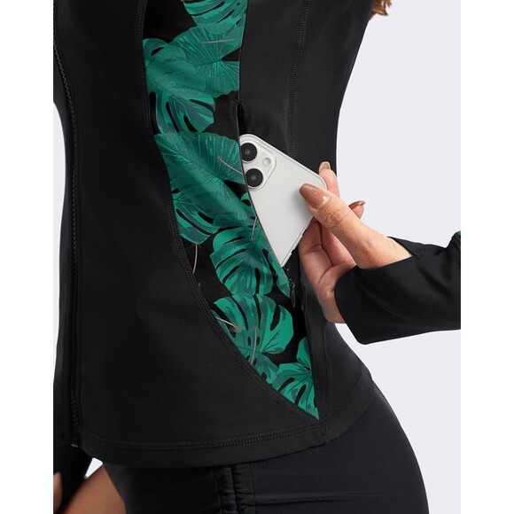 SANTINY Women's Rash Guard Zipper Pockets UPF50+ Zip Front Size Medium NWT's. - Picture 4 of 7